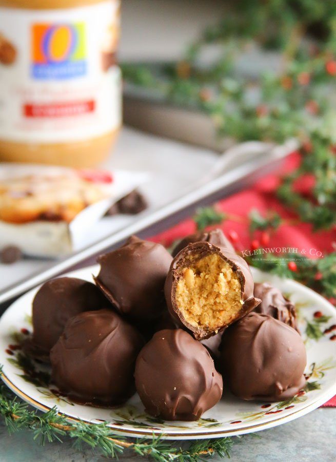 christmas balls on counter 