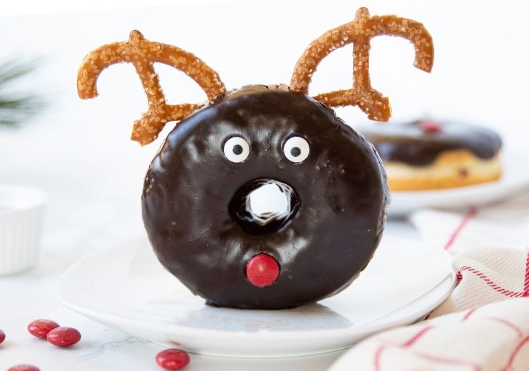 reindeer decorated donut