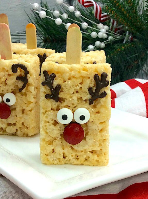 rice krispies shaped rudolph