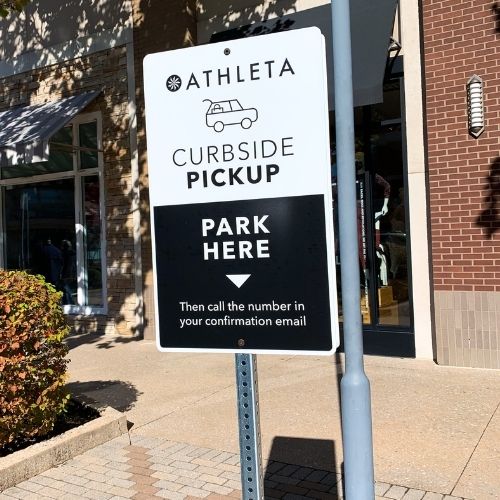 Athleta Clothing on Sale - curbside pickup sign