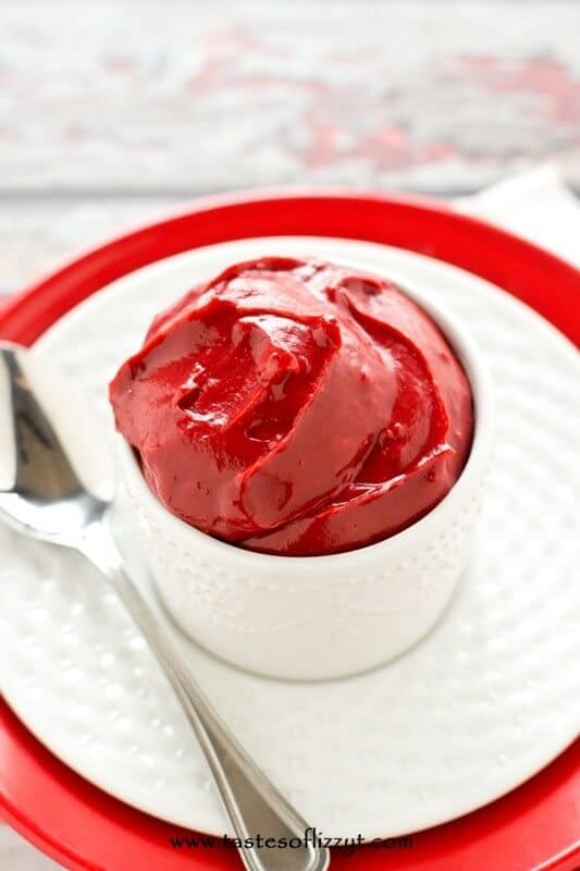 red velvet pudding in a bowl 