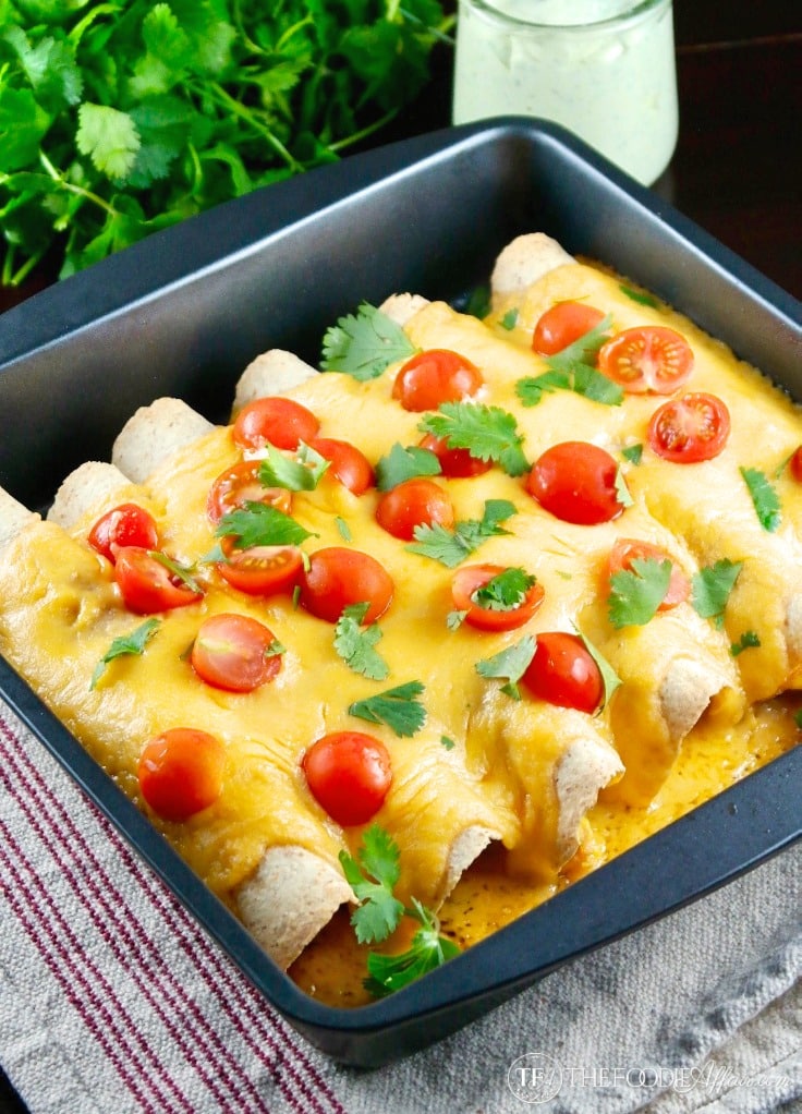 breakfast enchiladas in a pan 