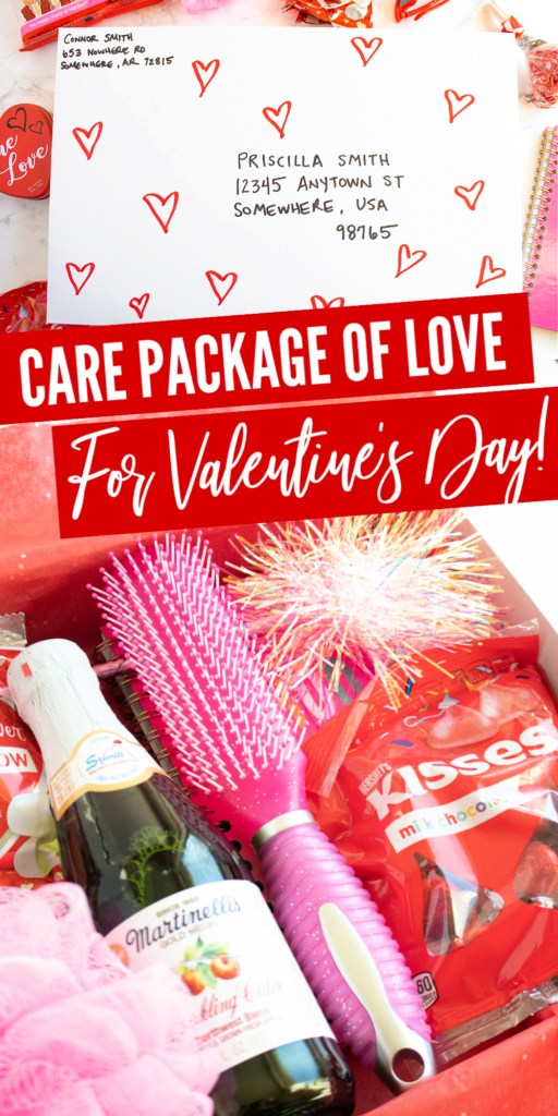 Valentine Care Package of Love is a fun and creative way to send a small gift to a loved one this Valentine's Day! Social distancing. #valentines #valentinesday #socialdistancing #passion4savings #carepackage #red #pink #fun #easy #affordable #simple #giftidea Valentine Care Package of Love