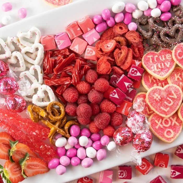 Valentine Snack Board overhead shot 