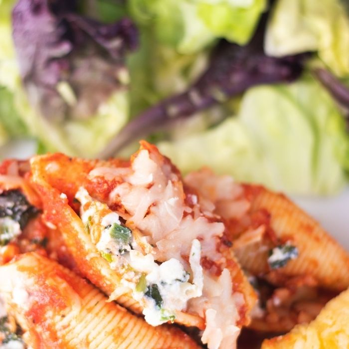 baked pasta on a plate close up