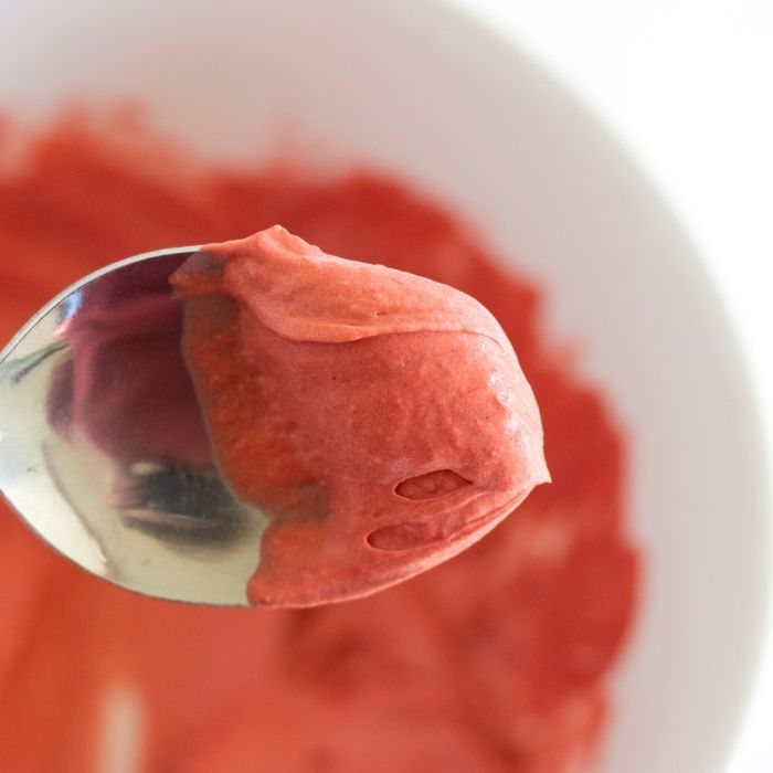 dalgona red velvet on a spoon 