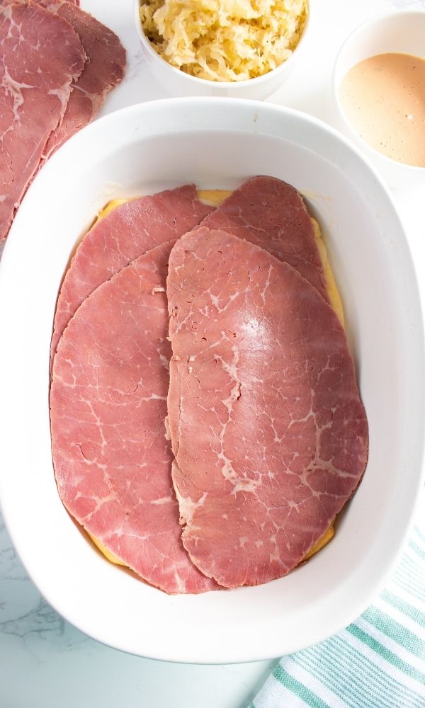 corned beef in baking dish