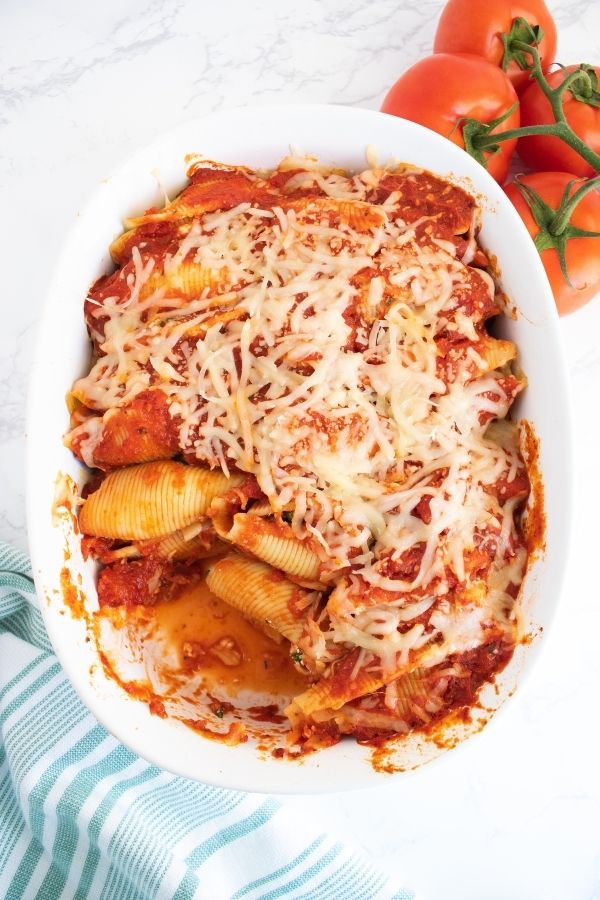 stuffed shells in oval pan