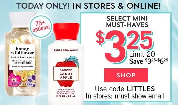 Bath & Body Works Travel Size Sale! Just $3.25 TODAY!