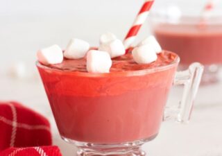 red velvet hot chocolate in a cup