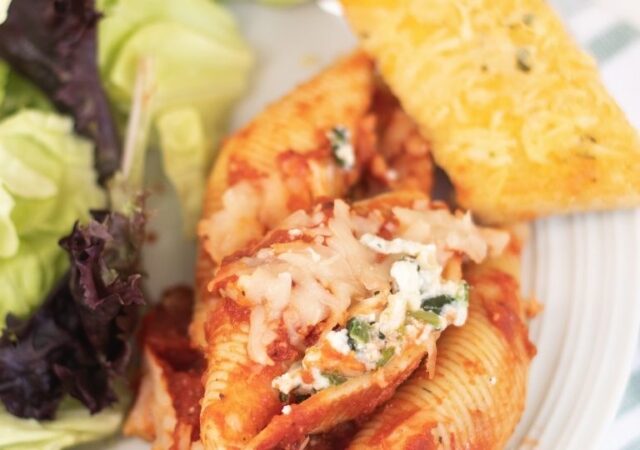 easy stuffed shells on plate