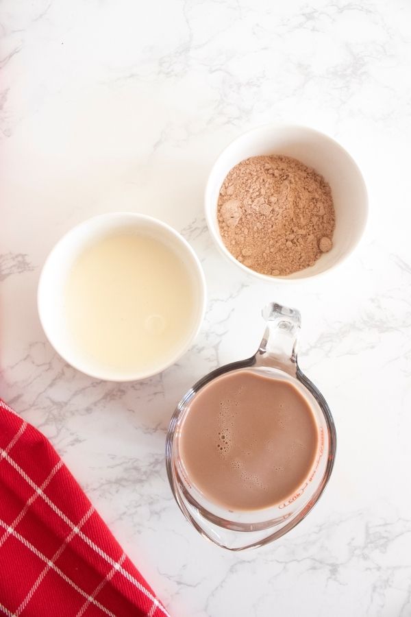 valentine's day drink ingredients on marble counter 