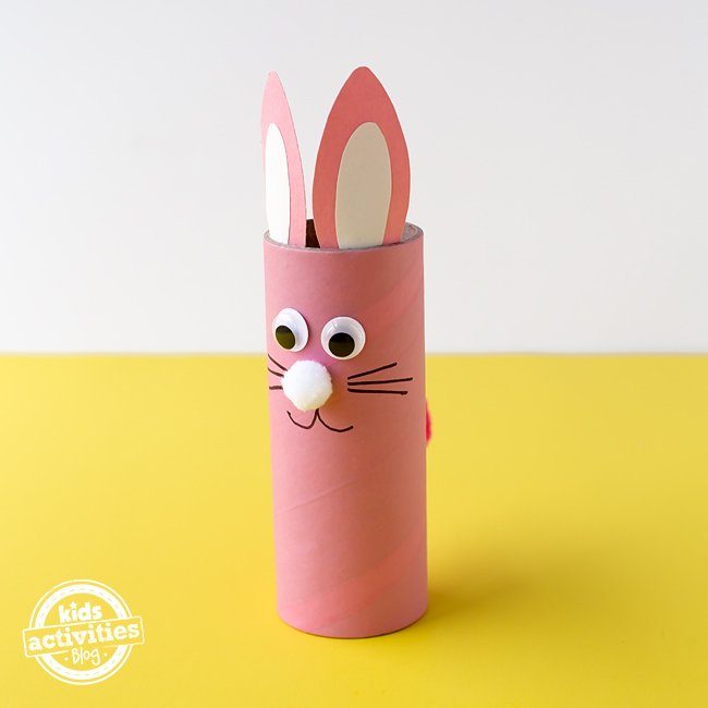toilet paper roll bunny on paper