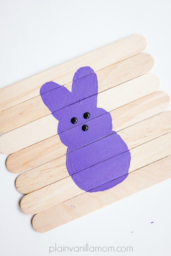bunny puzzle with popsicle sticks 