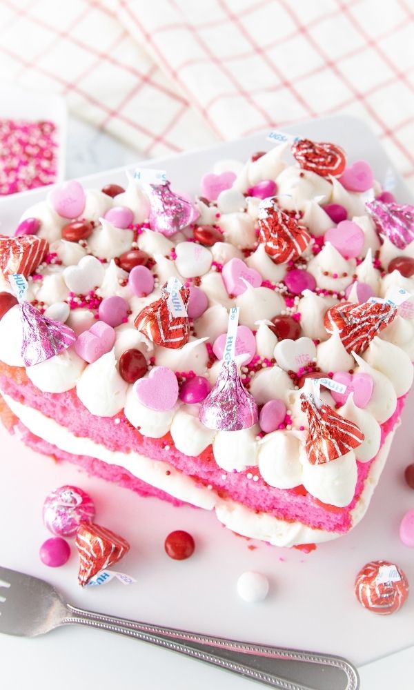 close up view of Valentines day dessert