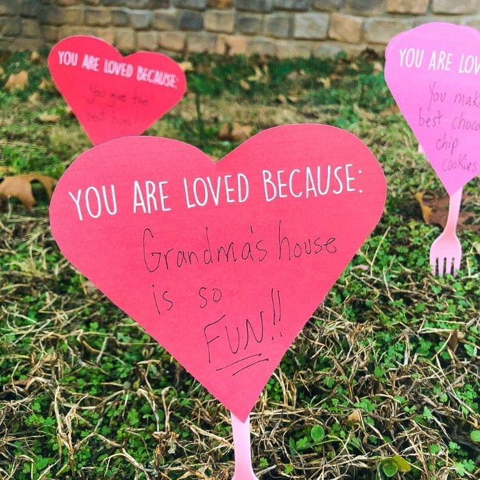 hearts forked in the yard 