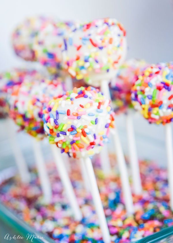 cake batter truffles on sticks 