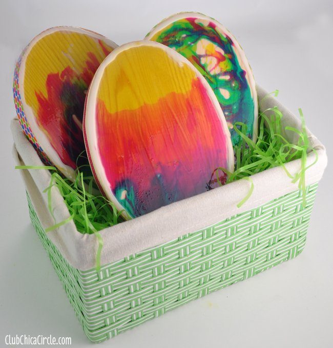 wood stained glass easter egg shape
