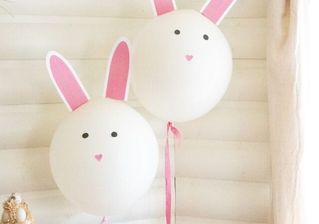 bunny balloons in corner of room