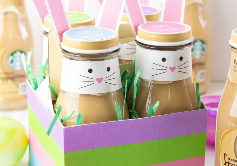 Easter bunny decorated frappuccinos