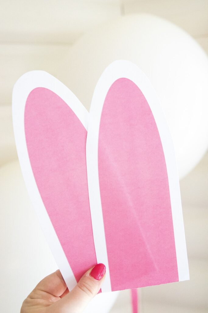 cut out bunny ears being held up 