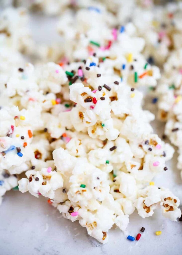 cake batter popcorn on table 