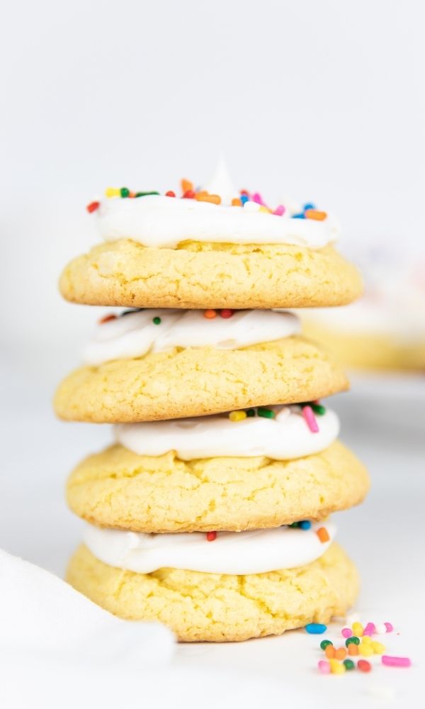 stacked cookies on table 
