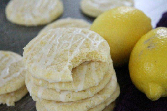 stack of lemon cookies on table