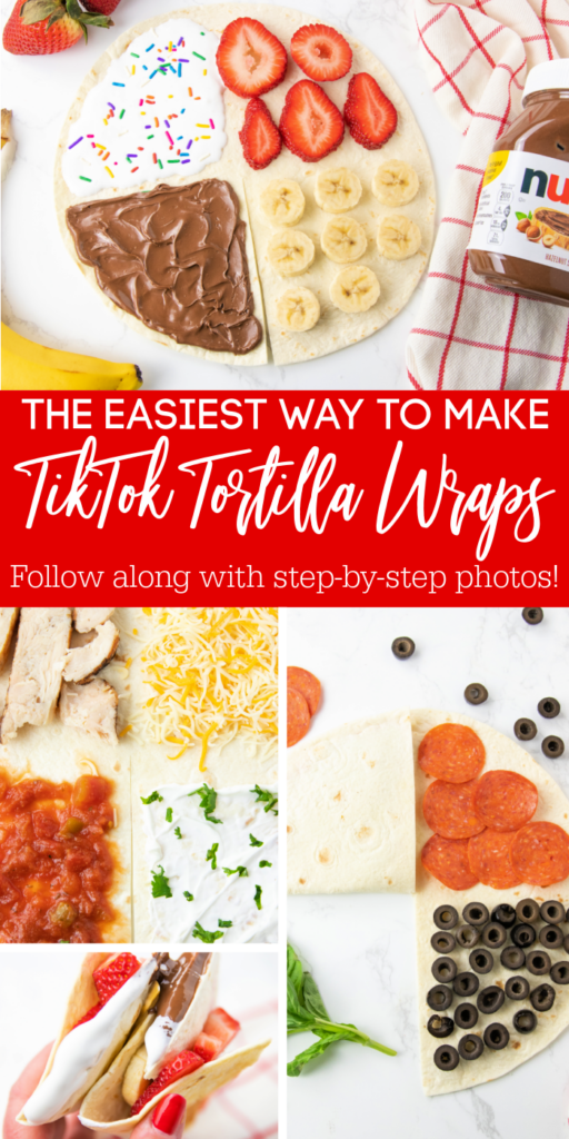 TikTok Tortilla Wrap Recipe is a sensation right now. Give this easy tortilla wrap recipe a try today. I share 3 ways to make it, so easy! #passion4savings #tiktok #wrap #tortilla #snack #dessert #lunch #dinner TikTok Tortilla Wrap Recipe Ideas