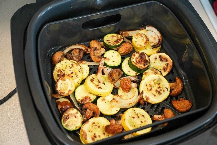 mixed vegetables in air fryer basket