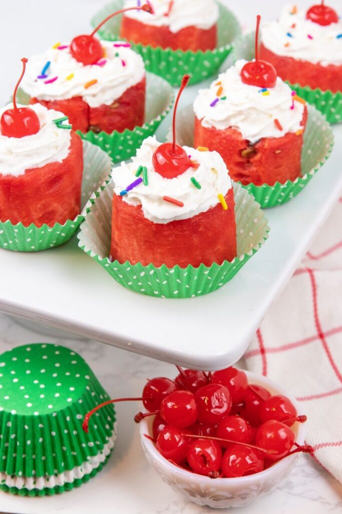 watermelon dessert in muffin cups 