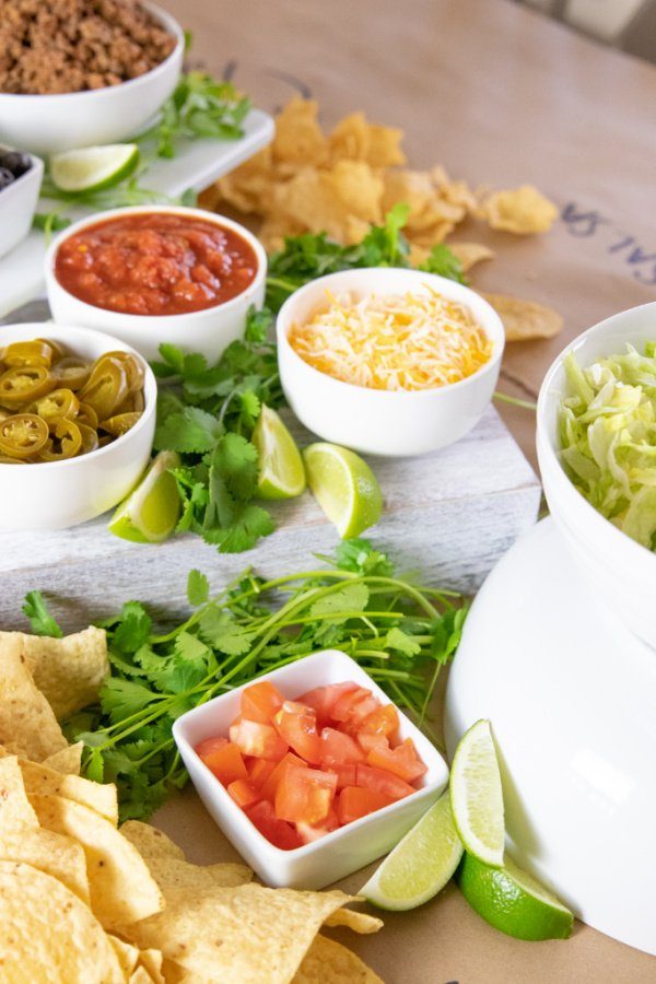 easy nacho dinner laid out on table