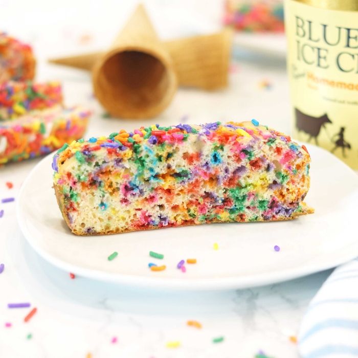 slice of ice cream bread on table 