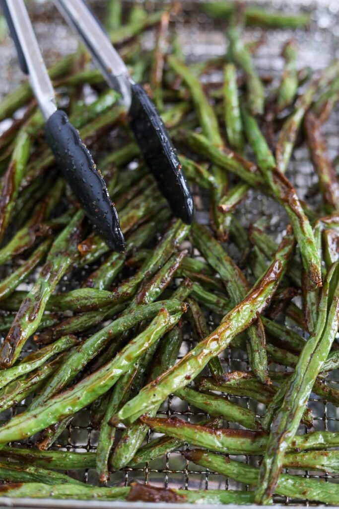 crispy green beans on pan 