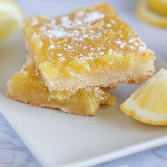 lemon bars on a plate 