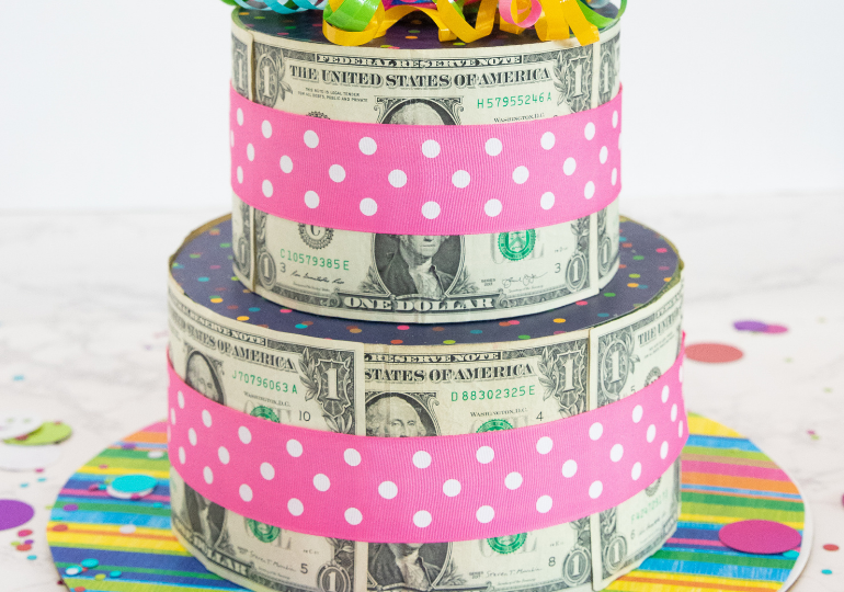 easy homemade money cake on table