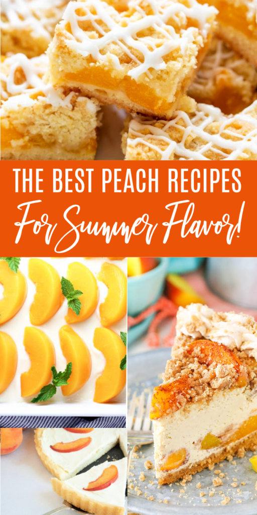 Serve up one or more of these peach recipes for summer. Light and refreshing sweet peach flavored drinks and desserts. A must make list! #passion4savings #peaches #easy #dessert #best #homemade #drink #summer #refreshing peach recipes