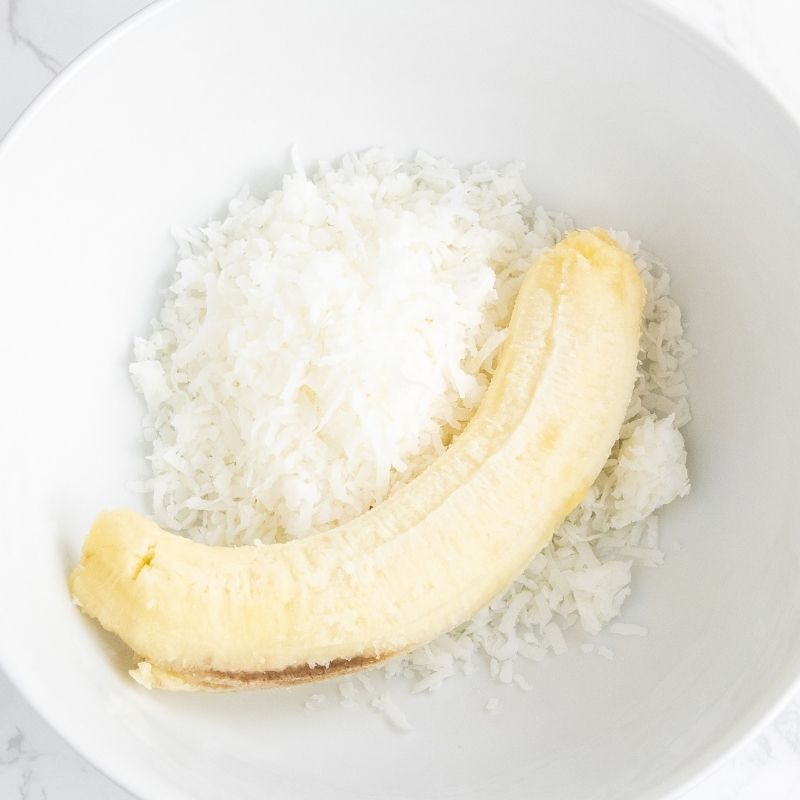 banana and coconut in a bowl 