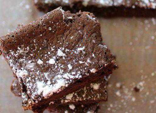 nutella brownies stacked on top of each other 