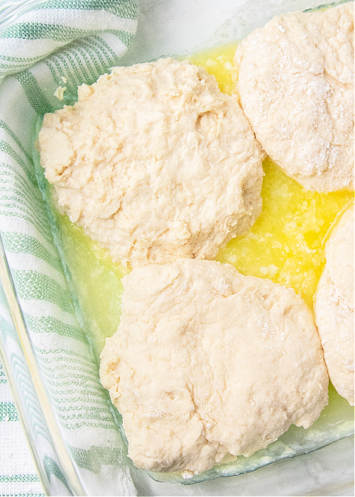 butter swim biscuits recipe in a baking pan