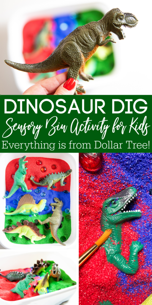 Dinosaur Sensory Bin is a fun and creative sensory bin for kids. This is a fun and easy dinosaur activity for kids you will want to try. #passion4savings #diy #activity #sensory #sensorybin #diyforkds #kids #fun #indoor #sensory Dinosaur Sensory Bin