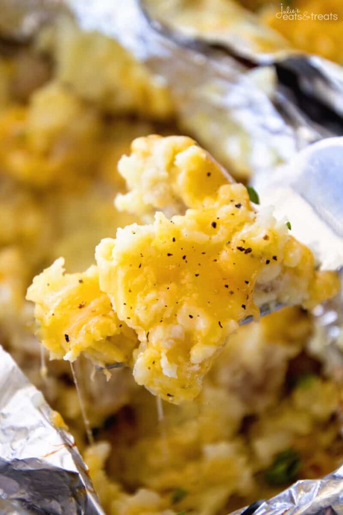 scrambled eggs in foil