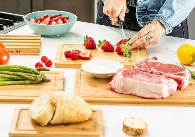 Bamboo Cutting Boards on Sale - woman using cutting boards