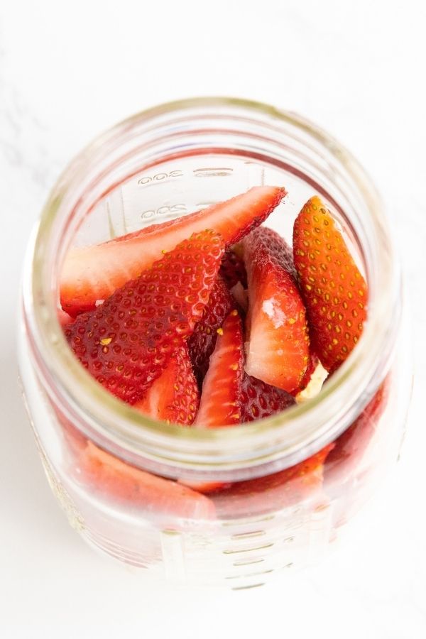fresh strawberries in mason jar