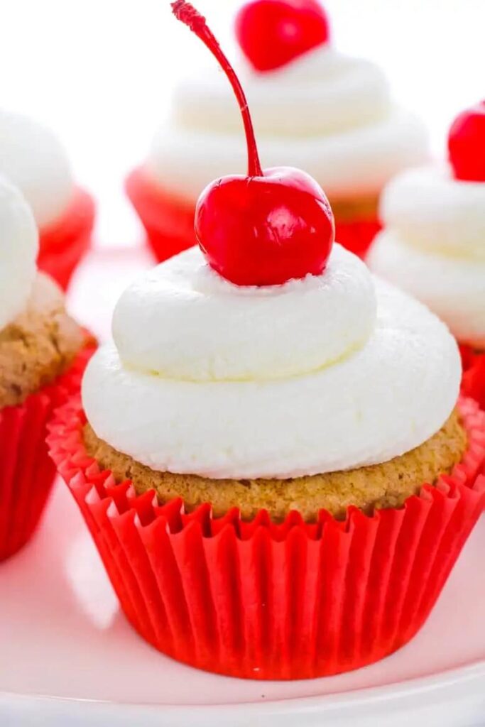 rootbeer cupcakes with cherry on top 