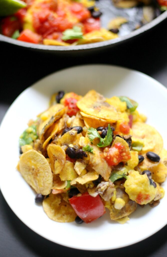 plantain nachos on a plate 