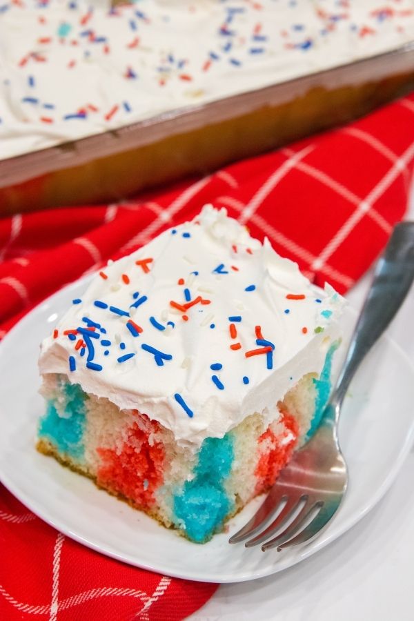 poke cake on a plate 