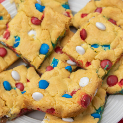 easy cookie bars on a plate