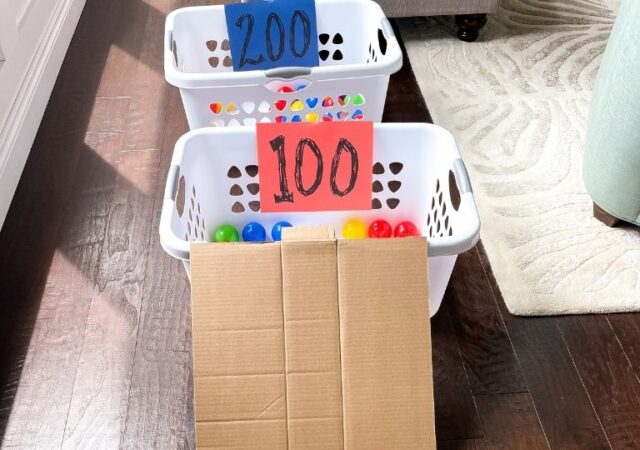 laundry basket skee ball indoor activity