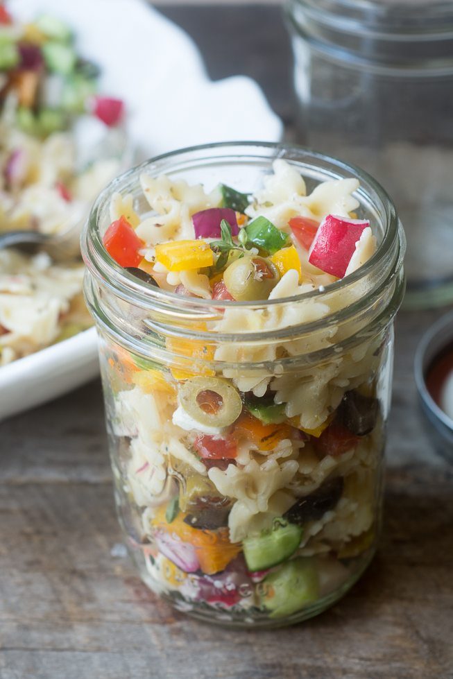 Israeli pasta salad in a jar 